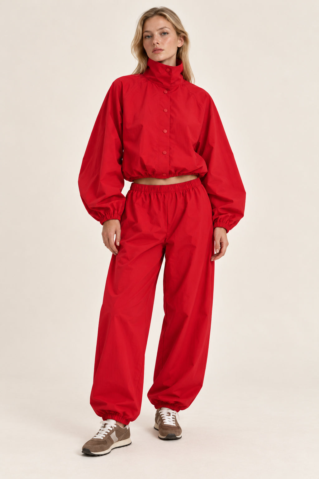 Stand Collar Jacket Jogger Pants Set
