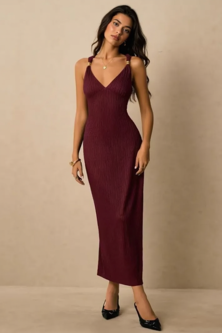 Ruched Waist Cami Midi Figure Hug Bodycon Dress Secondary image