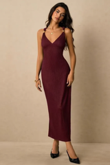 Ruched Waist Cami Midi Figure Hug Bodycon Dress