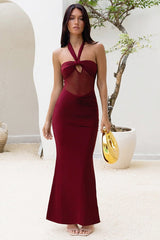 Sheer Halter Backless Birthday Dress