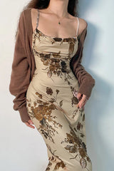 Elegant Retro Sleeveless Floral Dress