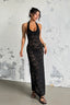 Sheer Halter Backless Lace Dress