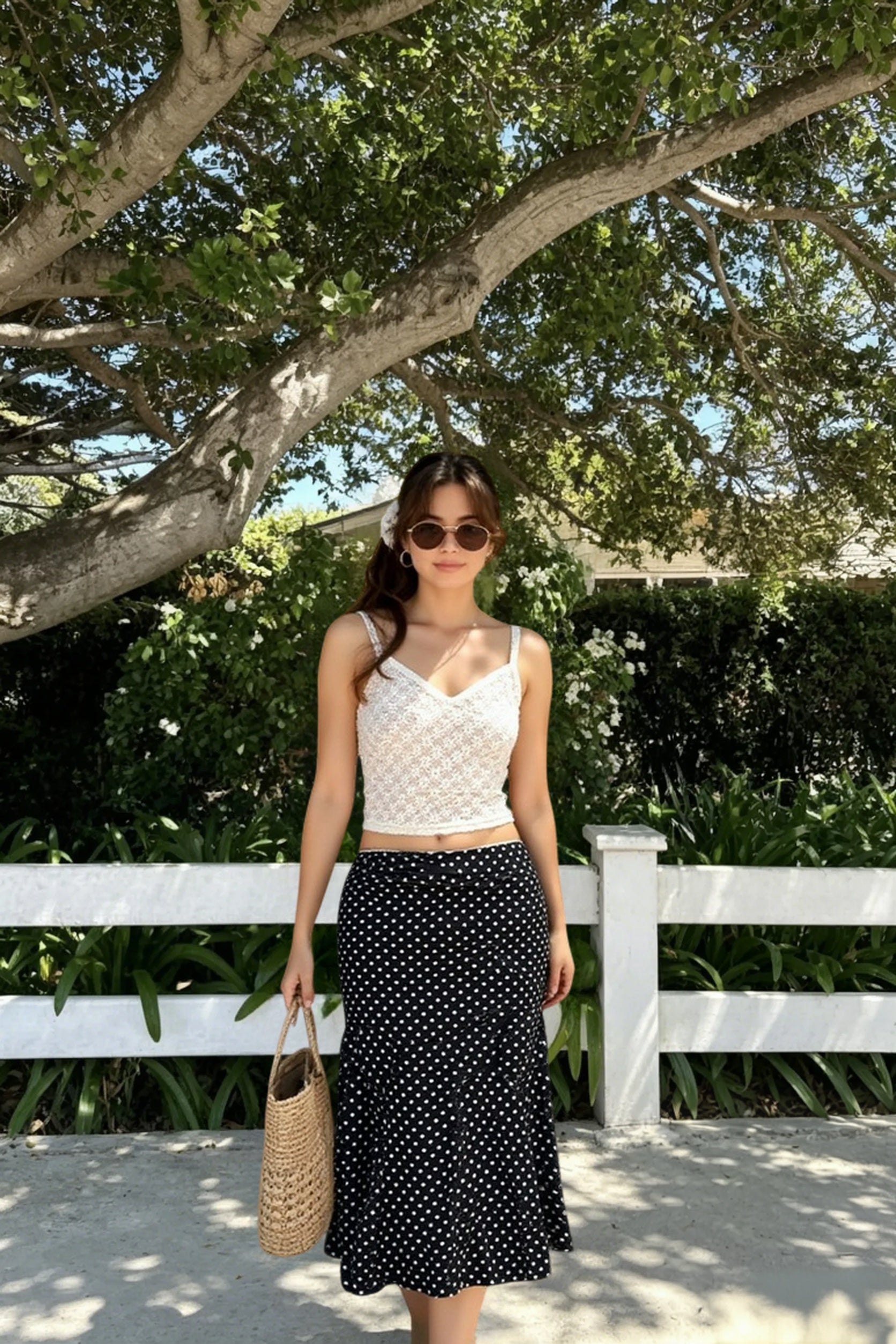 Contrast Polka Dot Fishtail Skirt Secondary image
