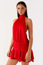 Sexy Sleeveless Halter Backless Mini Dress