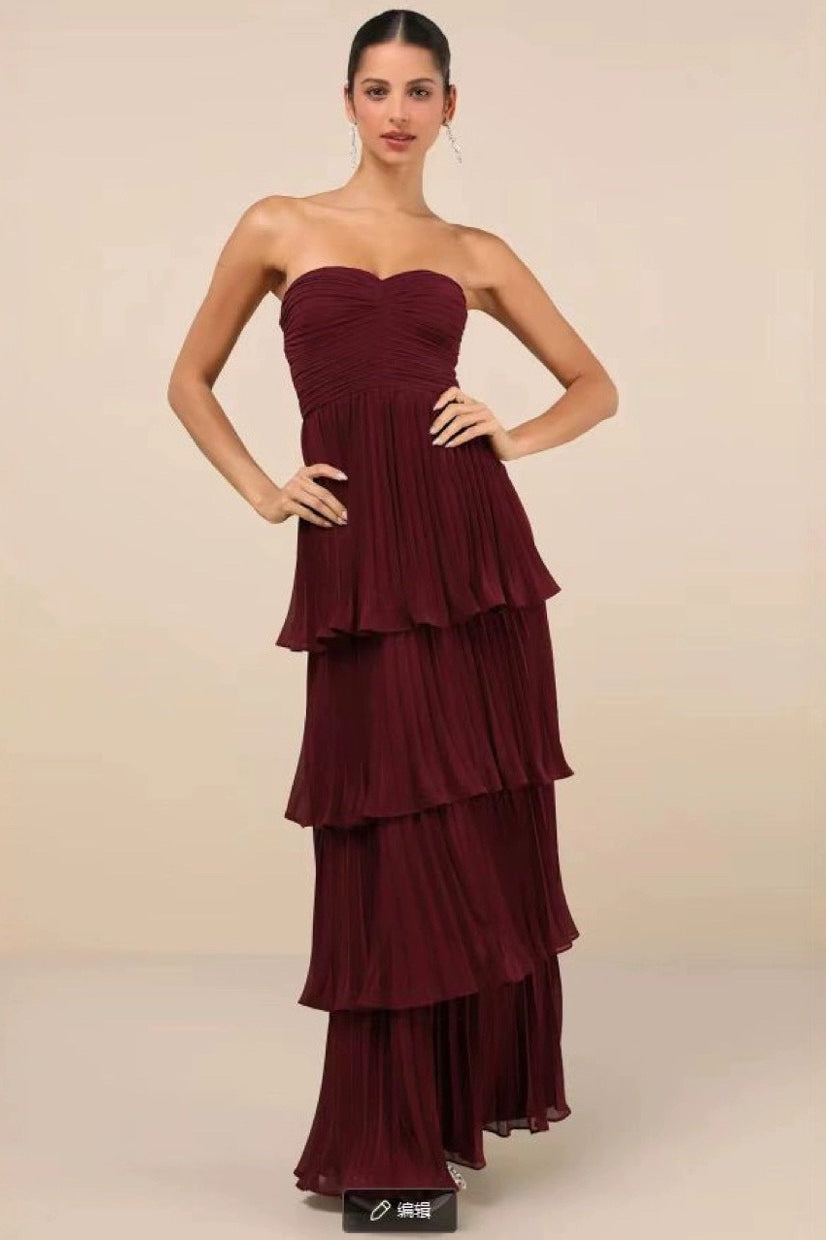 Strapless Ruched Tiered Ruffle Formal Dress Main image