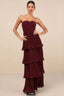 Strapless Ruched Tiered Ruffle Formal Dress