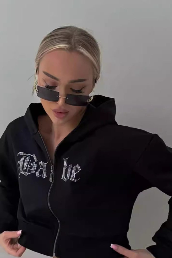 Rhinestone Zipper Hoodie Secondary image