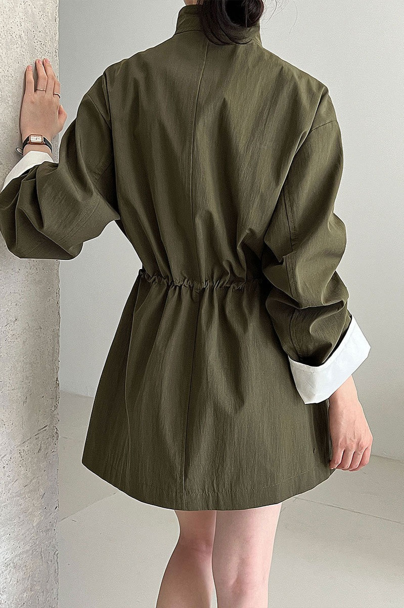 Pocketed Loose Drawstring Trench Coat Secondary image