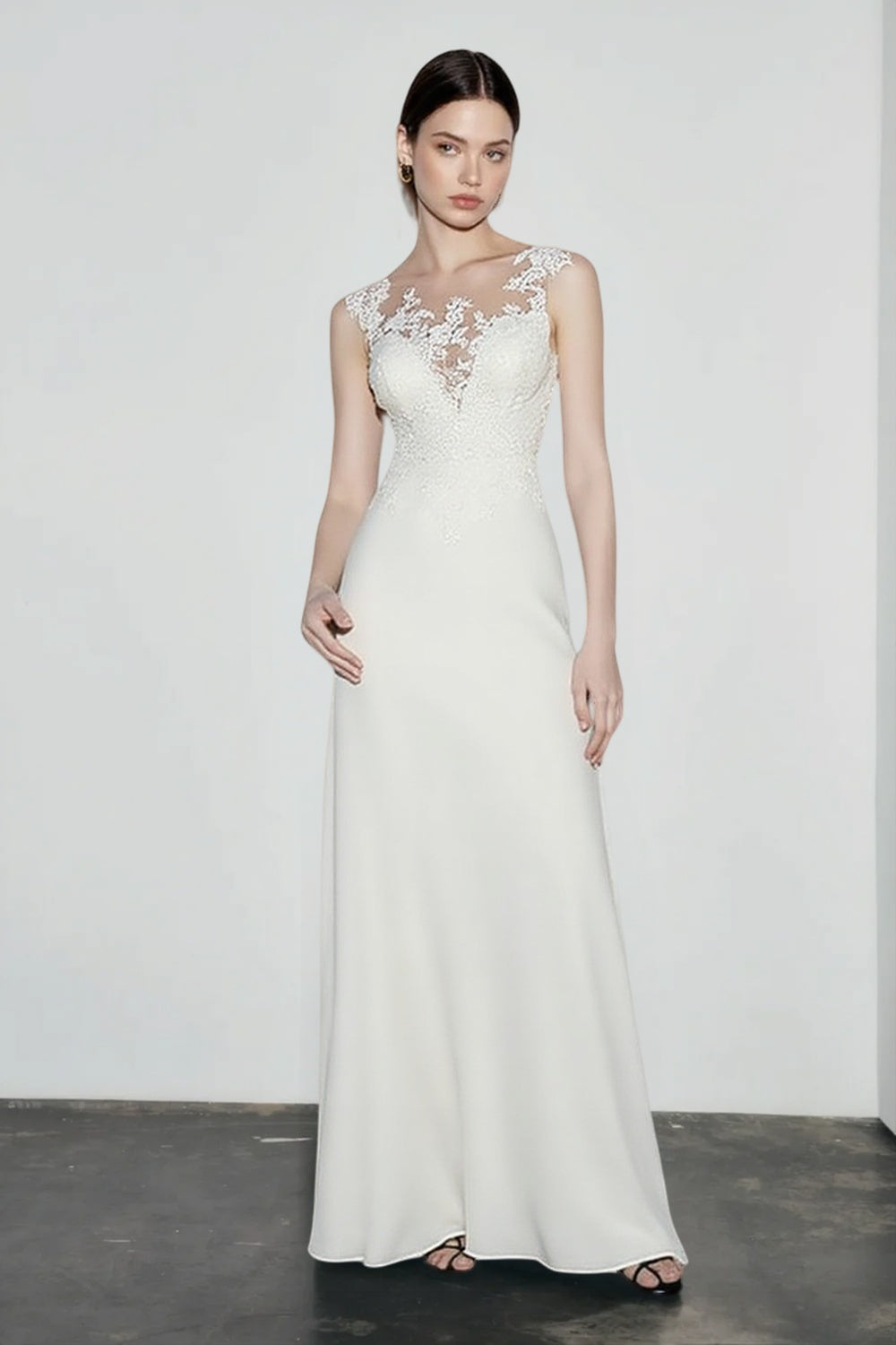 DressBetty - 2024 Cap Sleeve Applique Sheath Bohemian Lace Dress Main image