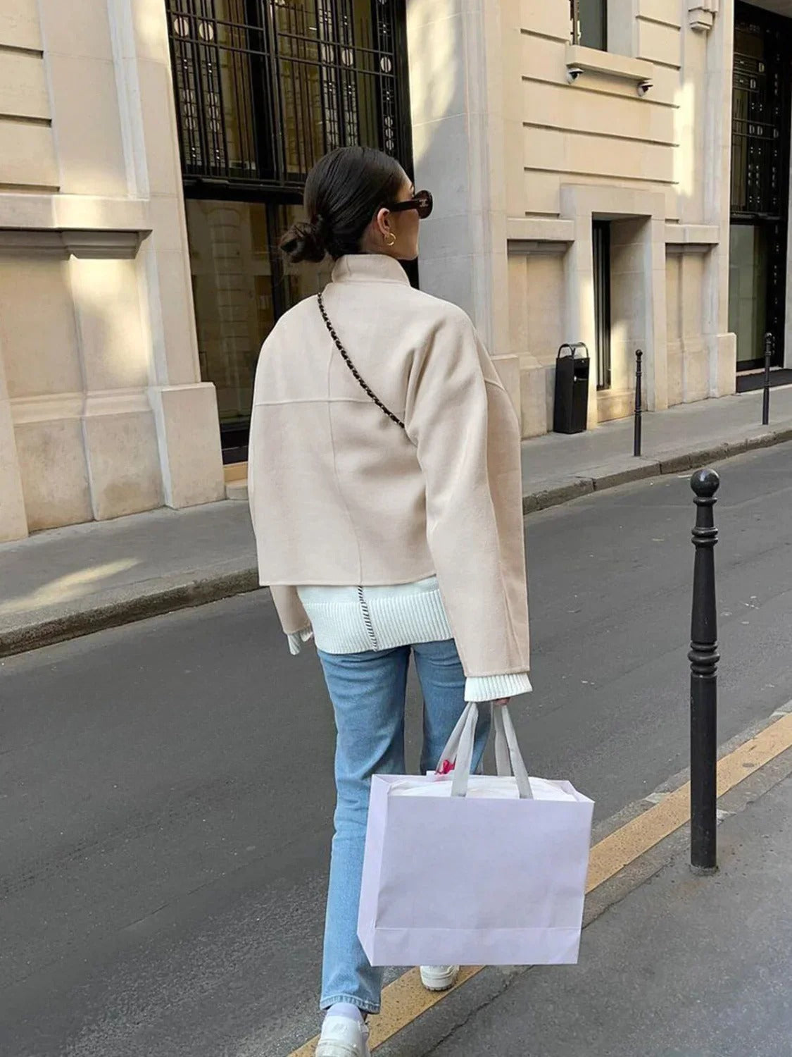 Solid Stand Graceful Collar Coat Secondary image