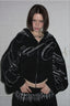 Rhinestone Script Graphic Oversized Zip Front Hoodie