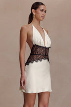 Lace Halter Hollow Open Back Slim Short Lace Dress