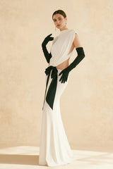 Bows Tassel Pleated Waistless Maxi Dress