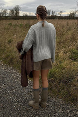 Ribbed Round Neck Cardigan