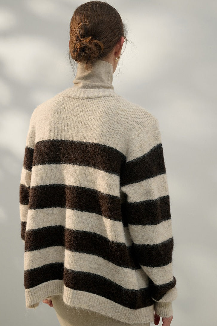 Textured Stripe Color Block Cardigan Secondary image