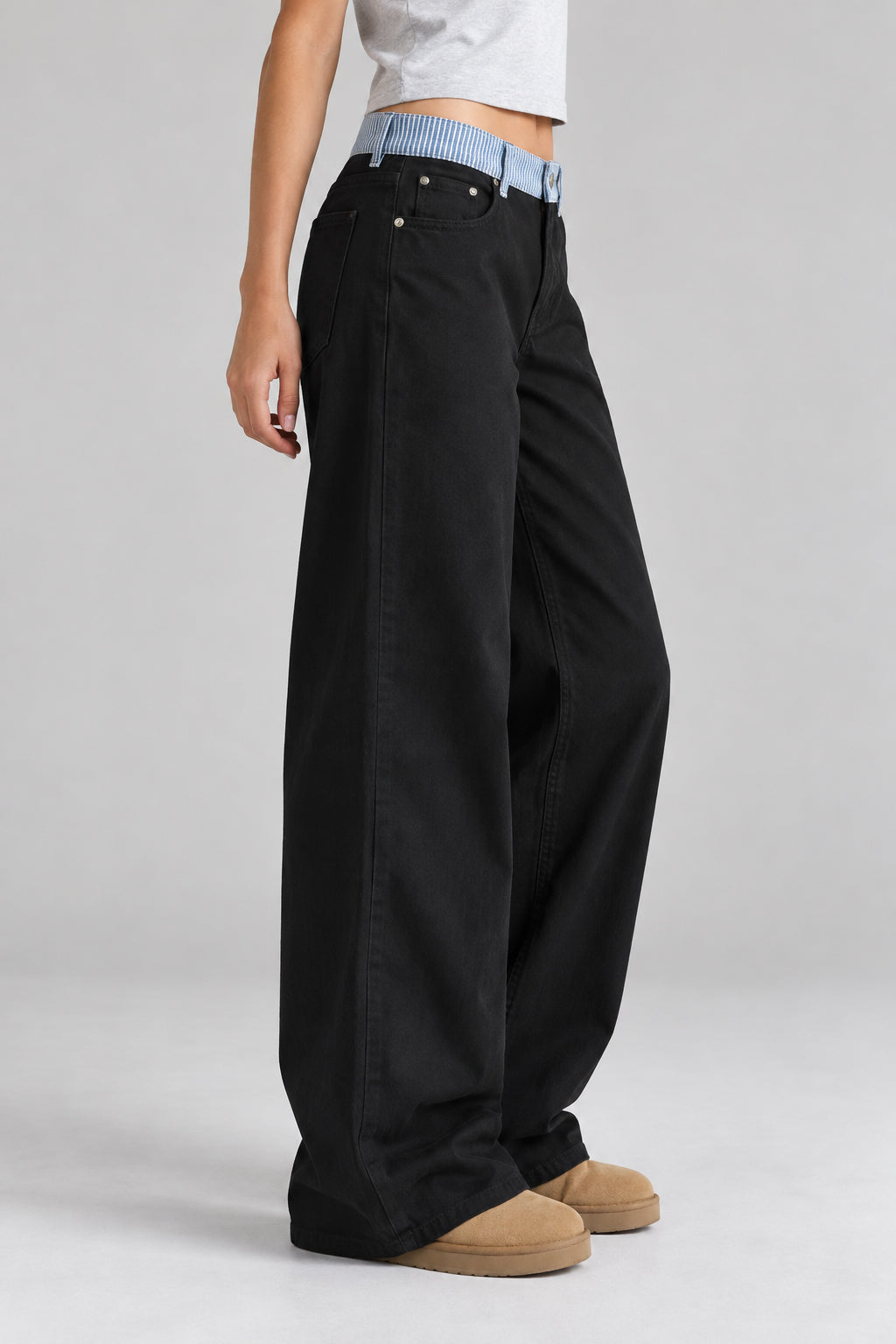 Contrast Tape Straight Leg Pants