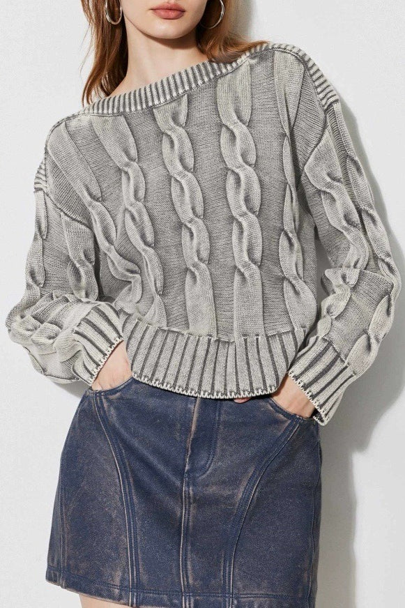 Vintage Cable Knit Off-Shoulder Sweater Main image