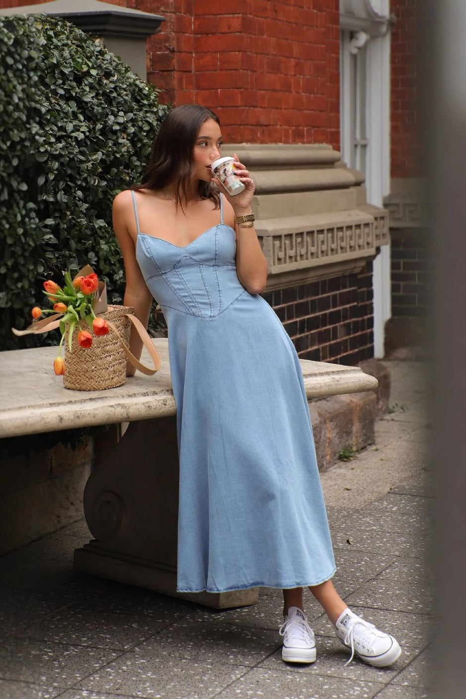 Vintage V-Neck Denim Dress Main image