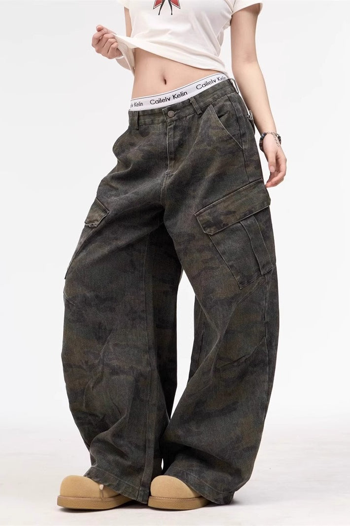 Camouflage Multi Pocket Baggy Jeans Main image