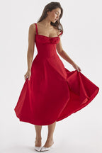 French Tie Waist A-Line Slip Dress
