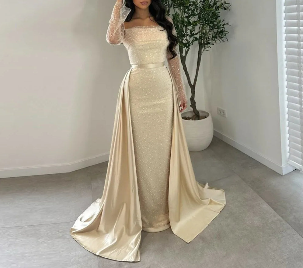 Sequin Mermaid Long Sleeve Prom Dress Main image