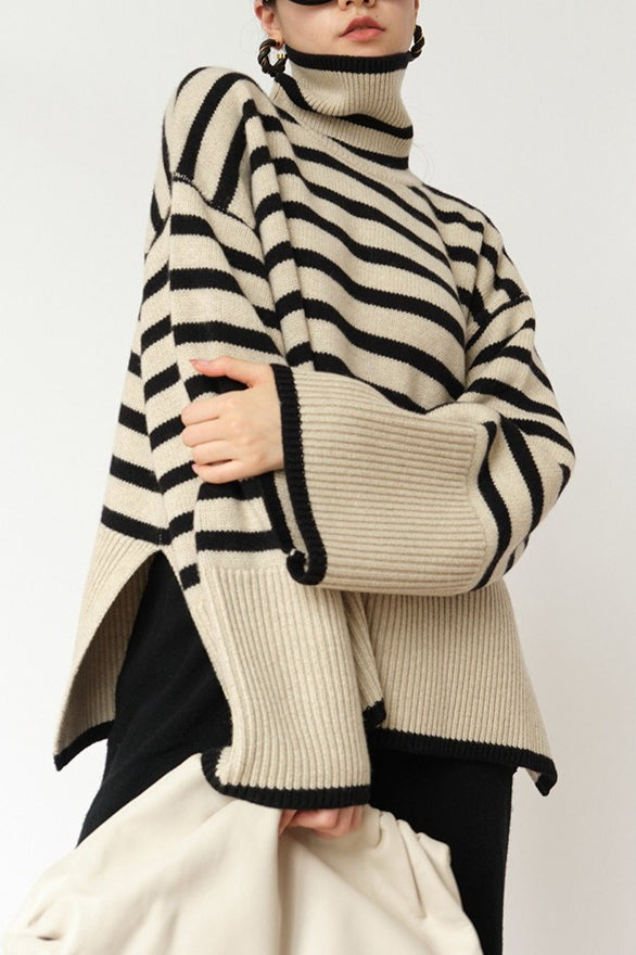 Chic Striped High Neck Sweater Main image