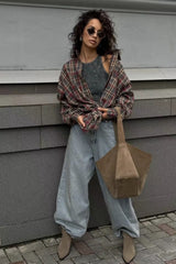 Retro Plaid Collared Blouse