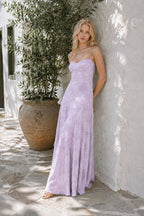 Embroidered Lace Off Shoulder Maxi Dress