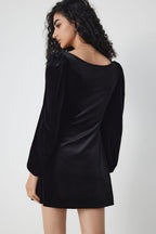 Velvet Square Neck Long Sleeve Mini Party Dress