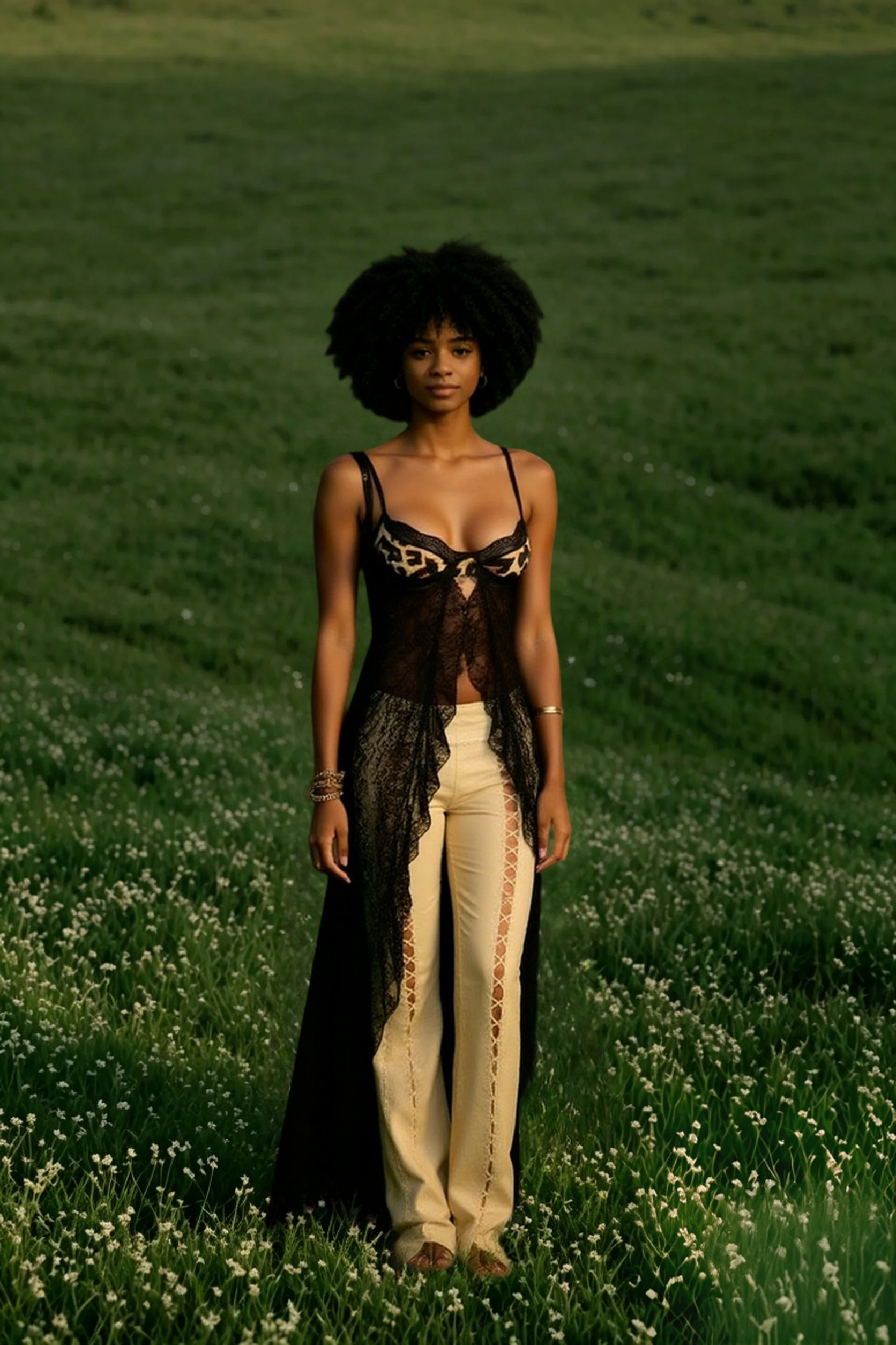 Suspender Patchwork Mesh Sheer Top Main image