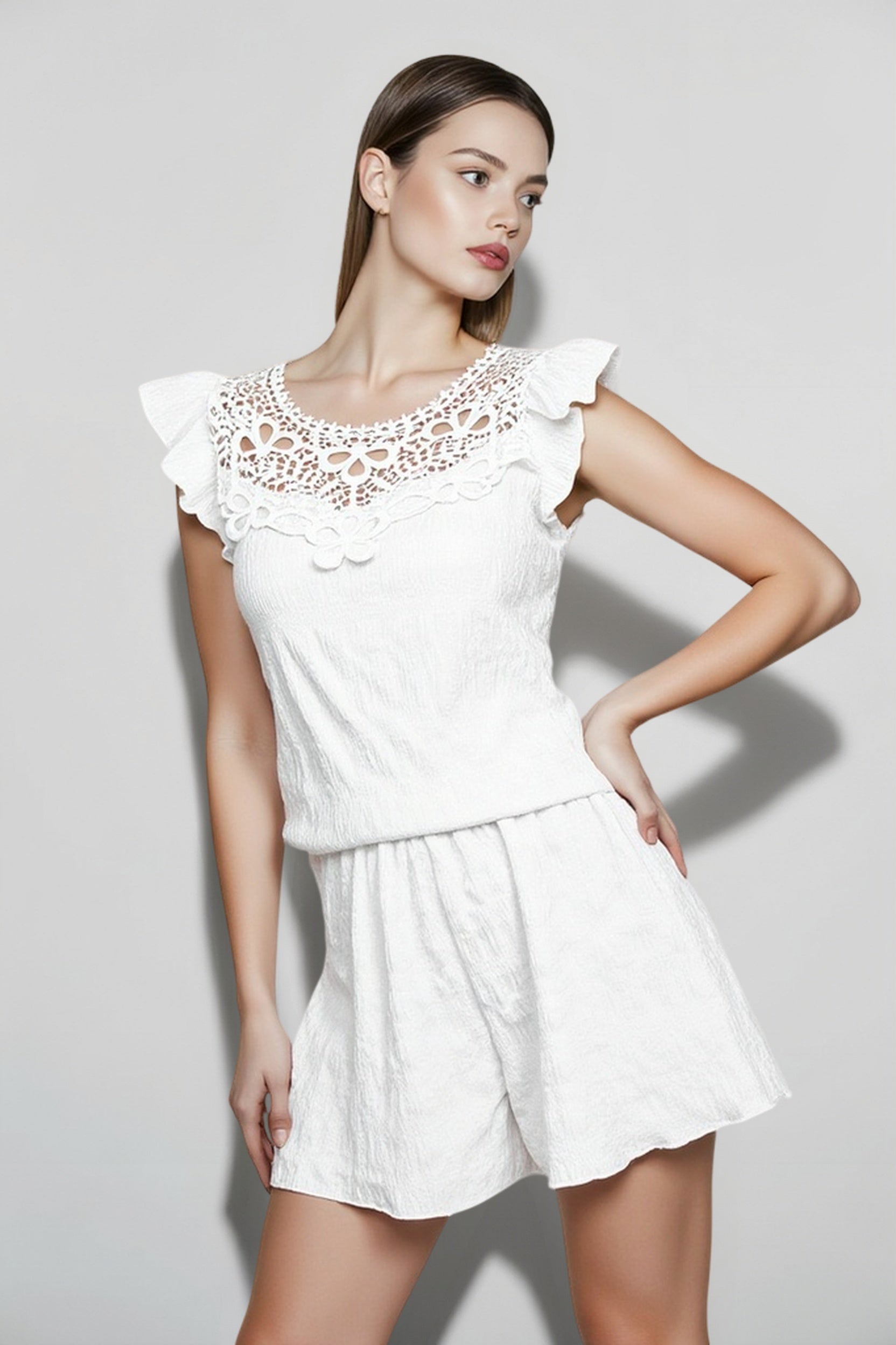 Lace Insert Solid Color Vacation Set Secondary image
