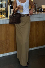 Minimalist High Waist Slit Pencil Skirt