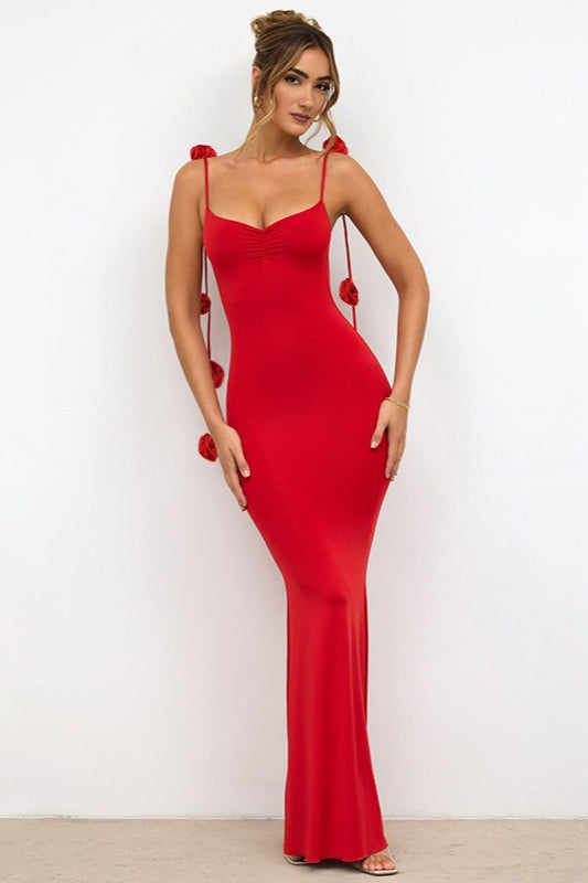 Strappy 3D Floral Maxi Party Dress Secondary image