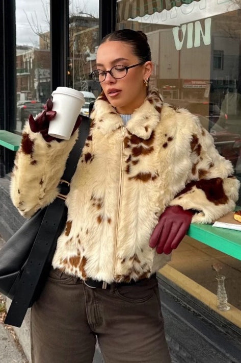 Faux Fur Leopard Pattern Coat Secondary image