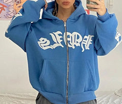 Vintage Hip Hop Zipper Hoodie