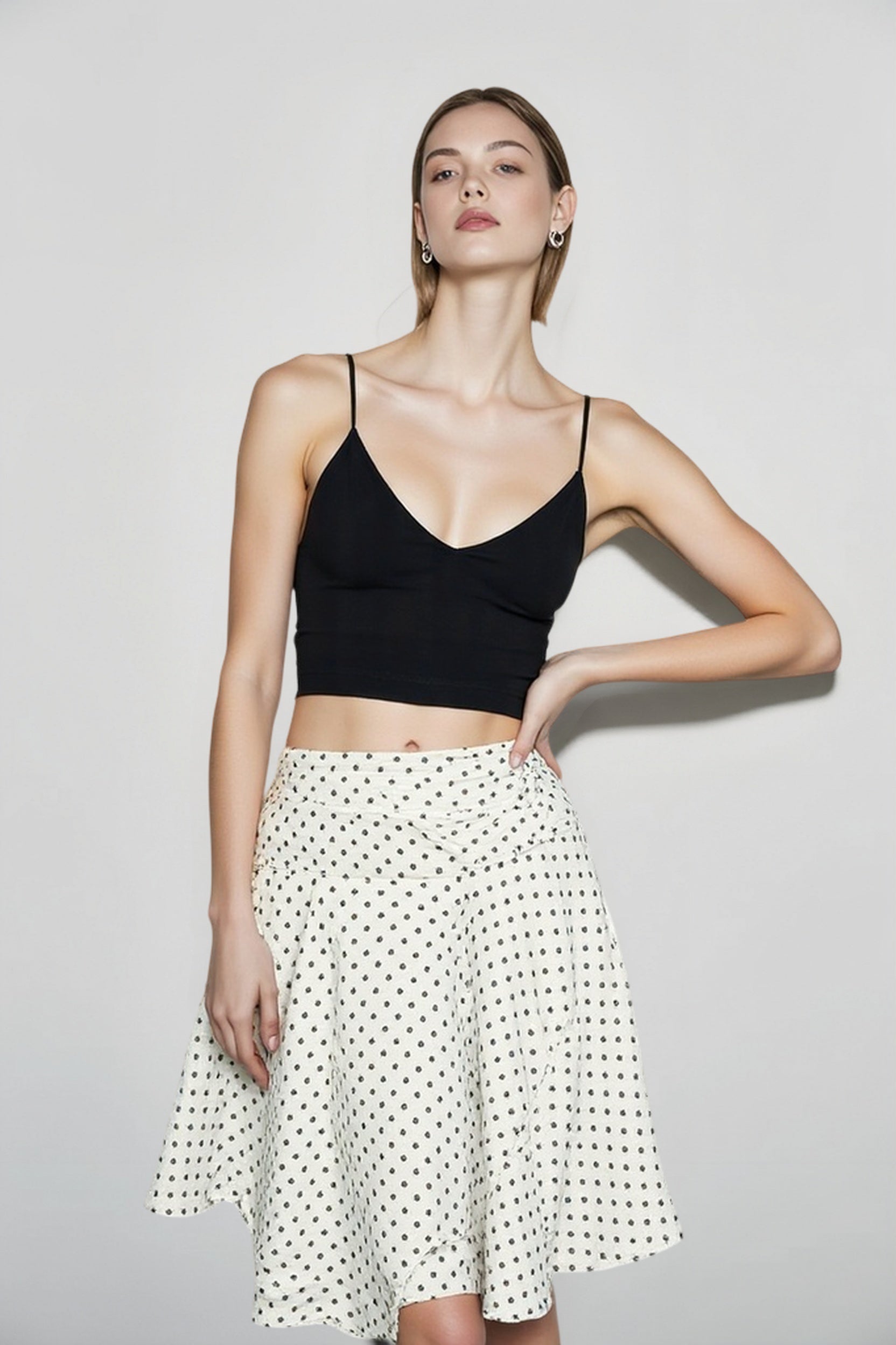 Polka Dot Low Waist Ruffle Hem A-Line Skirt Main image