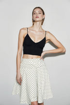 Polka Dot Low Waist Ruffle Hem A-Line Skirt