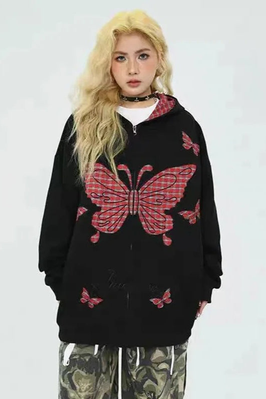 Gothic Butterfly Print Hoodie Secondary image