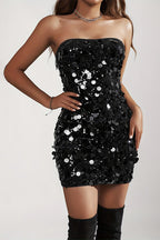 Party Cocktail Spaghetti Strap Backless Mini Sequin Dress