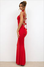 Strappy 3D Floral Maxi Party Dress