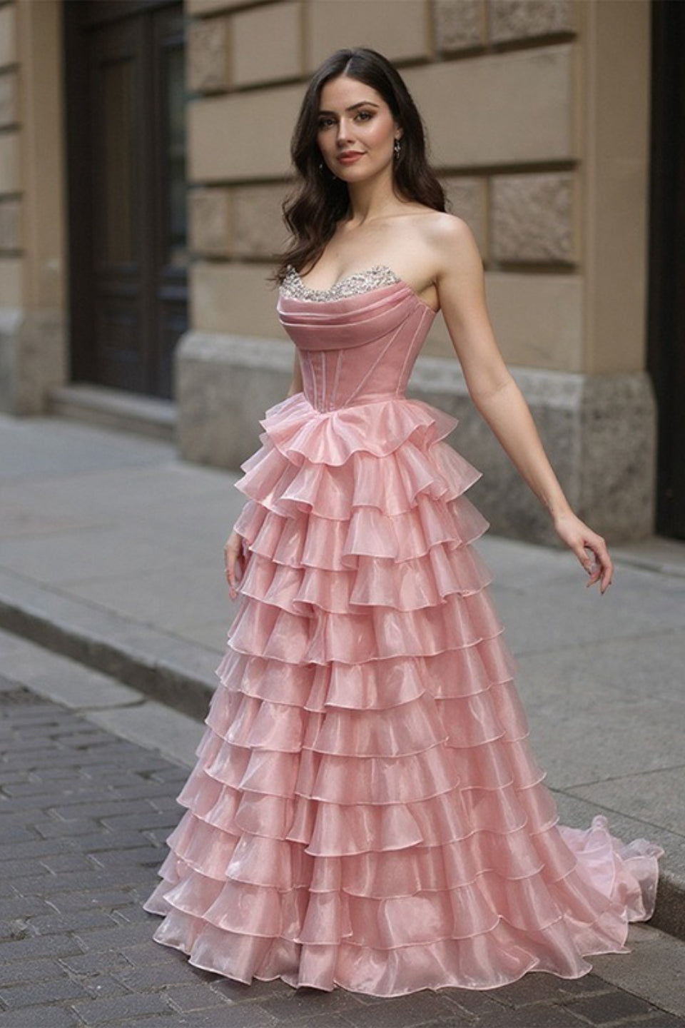Crystal Mesh Corset Ball Gown Prom Dress Main image