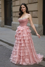 Crystal Mesh Corset Ball Gown Prom Dress