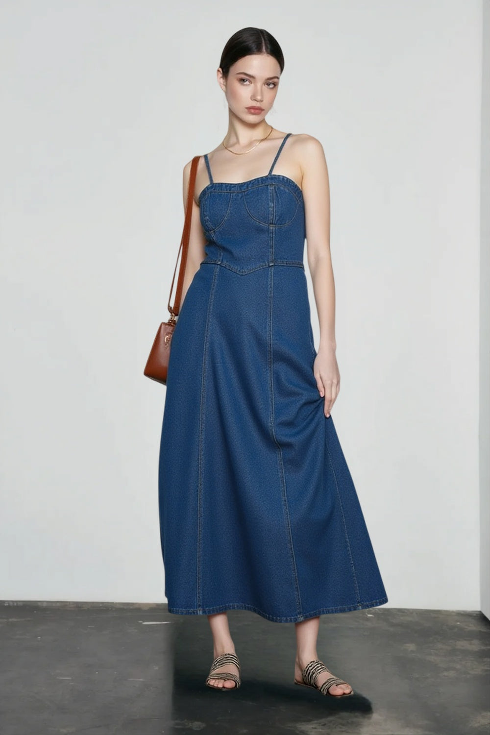 Sleeveless Washed Denim Dress Main image