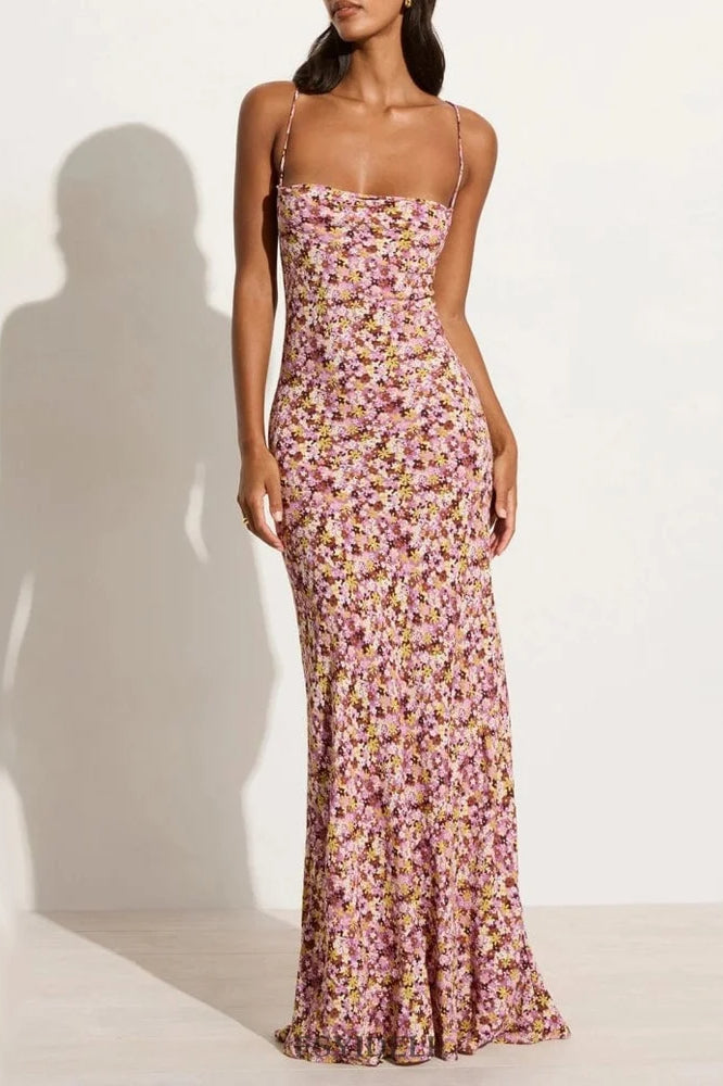 Printed Square Neck Sleeveless Floral Dress Main image