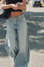 Whisker Wash Low Rise Straight Leg Jeans