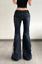 Y2K Graphic Print Slim Flare Leg Jeans