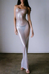 Sheer Metallic Slip Dress