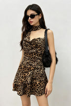 Leopard Print Halter Fit And Flare Mini Dress
