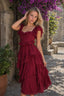 Lace Backless Tiered Ruffle Long Prom Dress