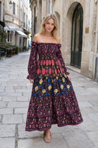 Patchwork Puff Sleeve Boho Dress